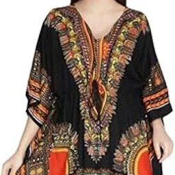 Women's Tunic/Summer Short Kaftan Beach Cover Up, Short Ethnic Dress for Women, Tasseled Hem, Short Sleeve-image-51