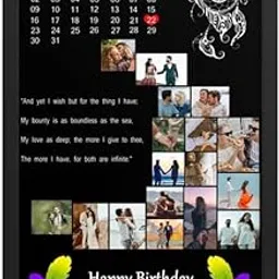 Customizable Photo Frame Calendar for Friends Family || Black with Photo Slots and Inspirational Quote || 32cm x24cm image 1