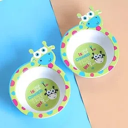 Radhya Accessories Animal Theme Baby Feeding Bowl Eco Friendly Bamboo Fiber Bowl for Kids Cute Cartoon BPA Free Food Grade Feeding Kit for Infants & Toddler (Frog)-picture-50