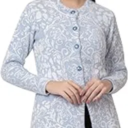 j.d.d Women's Floral Jacquard Knit Cardigan, Long Sleeve Button-Front-picture-42