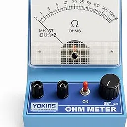 Portable Desktop Type Analog Ohm Meter 100 Ohms, Battery Operated Includes Test Leads, Blue Color-picture-12