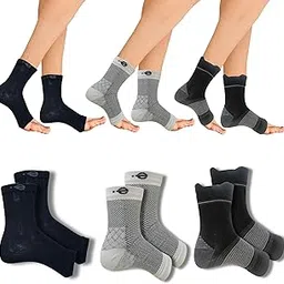Ecosync Open Toe Bamboo Cotton Neuropathy Compression Socks - Combo Pack of 3 (Black + Spotted White + Black), Moisture-Wicking, Pain Relief, Breathable, Seamless, Eco-Friendly, Unisex-image-79