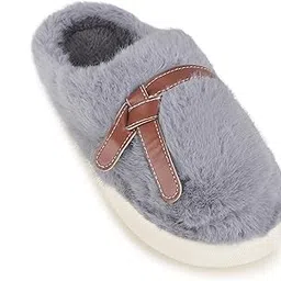cassiey Women's And Girl's Winter Fashion Wool Belt Twist Decorative Warm Fur Slippers Flat Slippers Winter | Latest Winter,Fur slipper for Women-picture-43