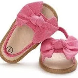 Baby Girls Bow Sandals, Cotton Canvas Summer Shoes, Soft Sole-picture-30