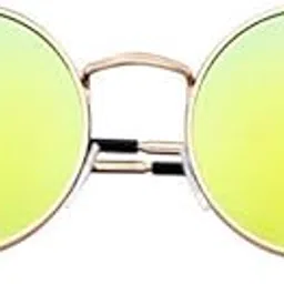 arzonai Round Mens & Women Sunglasses Golden Frame, Yellow Mirror Lens (Medium) Pack of 1-picture-20