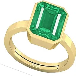 ptm Natural Emerald/Panna 3.25 Ratti to 10.25 Ratti or 3 Carat to 9.5 Carat Astrological Certified Gemstone/Square Shape Panchdhatu/5 Metals Gold Plated Adjustable Ring for Men & Women-picture-53