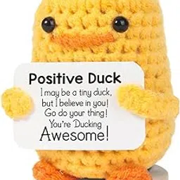 Rayyan Handmade Mini Positive Crochet Animal, Cute Knitted Wool Handwoven Ornaments, Emotional Support Unique Birthday Gift for Animal Lovers Friends Women (Duck)-image-4