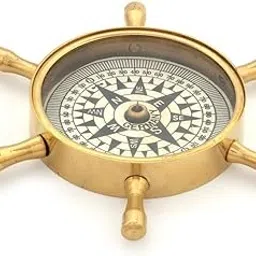 Little India Antique Wheel Design Real Compass (Gold,HCF225)-image-4