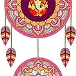 Decor Smart Wooden Wall Hanging | Ganesh Ji Mandala Dreamcatcher Design | Spiritual Decorative Wall Art | Traditional Home Decor Accent | Living Room Bedroom Entryway Pooja Room Decoration (DWA_6301)-image-20