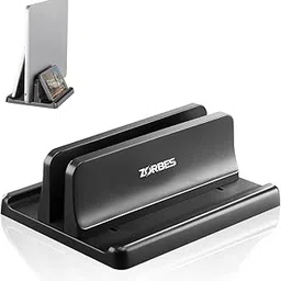 ZORBES® Laptop Holder for Desk with Silicone to Protect Notebook Sizes Adjustable Vertical Laptop Stand Holder Slots Laptop Dock for iPad MacBook Stand 13 Inch Phone Stand Organizer Rack-picture-26