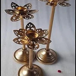 Iron Design Magnifique Lotus Tealight Candle Holder Stand Set Of 3 Diwali Home Decor Temple Puja (Lotus-A)-image-64