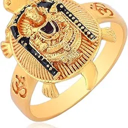 dulci Gold Plated Brass Tortoise with Lord Tirupati Balaji Design Finger Ring for Men Women-picture-54