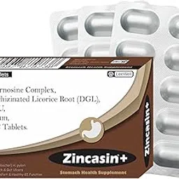 Zincasin +Plus Advanced Leaky Gut Health, Stomach Ulcer, Digestive Tract Aid | Zinc L-Carnosine, DGL Licorice Root Extract, Mastic Gum, Vitamin U & C - 30 Tablets LeeWell Pharma-image-2