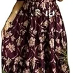 Women's Rayon Floral Printed Midi Dress Short One Piece | Casual Wear | Short Sleeves | Round Neck-picture-42