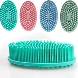 KUNFAIT Silicone Body Scrubber Dry Shower Bath Brush with Massager Scalp Back Hair Head Face for Women Men Baby Skin Exfoliating Soft Body Wash Brush (01 Pcs)-image-73