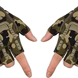 HHADEK Biker Gloves for Men and Women - Hard Shell Knuckle Protection, Comfortable Half Finger Design, Style with Rubber, Non-Slip Grip, Padding, Perfect for Riding, Hiking, and Travel Size (L)-image-2