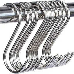 ASFUN S Shape Stainless Steel Hooks for Hanging Clothes, Utility Hooks Heavy Duty for Hanging Pots and Pans for Kitchen, Wardrobe, Work Shop, Bathroom, Garden, Office (Pack - 6)-picture-25