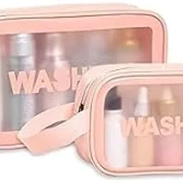 Keetly Premium Makeup Pouches Set for Women | Waterproof & Spacious Cosmetic Bags for Girls | Toiletry Storage Wash Bag | Travel Organizer for Bath Accessories & Grooming Kit (Pink)-picture-12