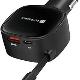 Portronics Car Power Retracto 84W 3 in 1 Car Charger, 80 cm Retractable Cable (33W Type-C PD), Dual Port (18W USB Type-A & 33W Type-C) for Laptop, Android, iPhone, Earbuds and More (Black)-picture-8