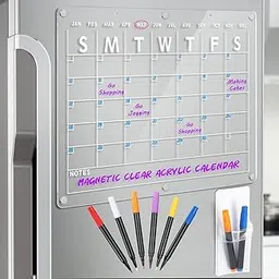 Dkriva® Acrylic Calendar for Fridge Dry Erase Calendar Magnetic Calendar for Refrigerator Monthly Planner Board with Markers and Strong Magnetic Grip (1 PCS)-image-41
