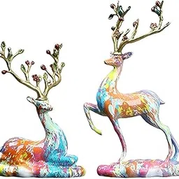 2 Pieces Deer Ornaments Resin Reindeer Statue for Office Living Room Bedroom|Home & Garden|Home Décor|Figurines image 1