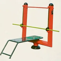 Outdoor Fitness Equipment Weight Training Bench, Red Metal Frame, Green Exercise Bar, Adjustable Height Workout Station for Home Gym-picture-14