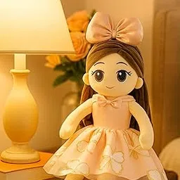 Tarakid Plush Doll 45 cm – Stuffed Washable Soft Toys Doll for Baby Girl | Ideal Gift for Kids | Safe for Kids | Dolls for Girls Age 5 to 10 Years | Pink Sparkle Dress Bow Doll-picture-42