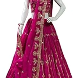teelfab Women's Georgette Semi Stitched lehengacholi SFver-153 Diwali Outfit Embroidered lehengacholi Set Yellow1 Colour Indian Heavy Lehenga-picture-35