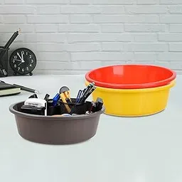 Homestic Pack of 3 Desk Organizer | Stationery Organizer | Multipurpose Organizer | Office Supplies for Pen-Pencil-Staplers | Desktop Organizer | 6 LTR | Yellow & Red & Gray-picture-58