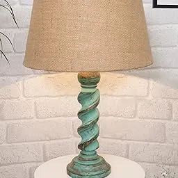 Homesake Signature Rustic Table Lamp With Jute Drum Shade, Farmhouse Living Room Bedroom House Bedside Nightstand Home Office Reading Light, (Rope Algae, Incandescent)-picture-34