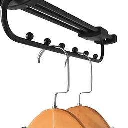 ATHGLOBAL 38Cm Long 1 Piece Closet Rail Top-Mounted Sliding Pull Out Wardrobe Clothes Hanger Rack with Beads for 38 Cm (15 inch) Deep Cabinet Metal Black-picture-13