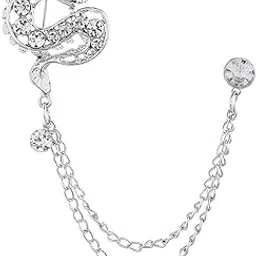 Unique Dragon Design Crystal Wedding partwear Coat And Shewani Brooch (Silver) Brass For Men And Boys SBRO202240-image-95