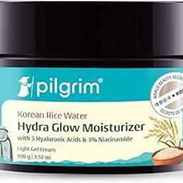 Pilgrim Korean Rice Water Hydra Glow Moisturizer 100Gm with 5 Hyaluronic Acids, 3% Niacinamide, 5 Ceramides|Deep Hydration & Glass Skin Glow|Oil-Free, Lightweight Gel Formula|All Skin Types|Women, Men-picture-3