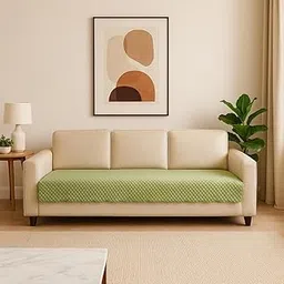 KINGLY Velvet Quilted 5 Seater (3+1+1) Sofa Set Protector – Premium Non-Slip Fit, Machine Washable Couch Mat with Universal Coverage for Living Room Use (Green, 3pc Set – 23x27 & 69x27)-picture-14