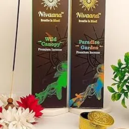 Nivaana Premium Incense Sticks Combo Pack, Paradise Garden and Wild Canopy Fragrances, 30 Sticks Each, Traditional Ingredients-image-88