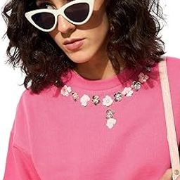 sassafras Pink Terry Neck Sequin Embellished Oversized Sweatshirt-picture-10