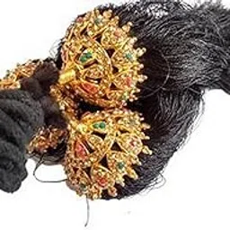 vama Black Nylon Vaishnavy Natyalaya's Bharatanatyam Kuchipudi Odissi Marriage Set Jada Billalu Set For Bridal With stones for Women-picture-14