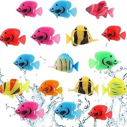 VAYINATO PetzLifeworld Aquarium Plastic Floating Fake Fish Random Style/Colour 10 Nos Aquarium Decoration Toys-image-9