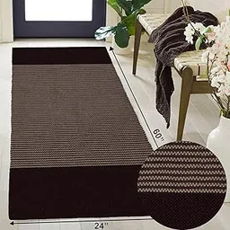 Alef® Handwoven Cotton Carpet Runner for Bedroom, Living Room, Kitchen, Entryway, Hostels Size- 2x5 feet Anti Slip Floor Mat - (Coffee - S, 2x5 Feet)-image-60