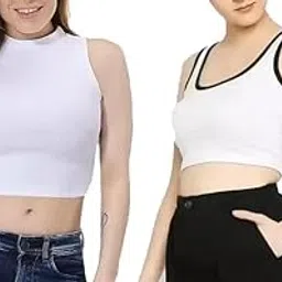 Meraone Women's Fitted Stretchy, Ribbed & Summer-Ready Crop Tank Top Combo of 2 – Minimalist & Comfortable-picture-32