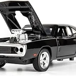 TinyGiggle Scale Exclusive Die-Cast Metal Car Model, Pull Back Auto Toy with Sound and Light, Fast & Furious 7 Black Edition, Kids Collectible-picture-44