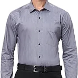 park avenue Men's Slim Fit Solid Pattern Cotton Polyester Blend Semi Cutaway Collar Full Sleeve Formal Shirt-picture-18