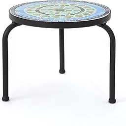 Christopher Knight Home 301164 Sydney Outdoor Blue & Green Ceramic Tile Iron Frame Side Table, Blue and Green-image-3
