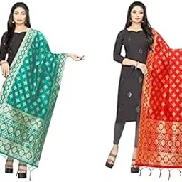 jenny designer Traditional Combo Women's Printed Banarasi Silk Dupatta/Chunni-picture-30