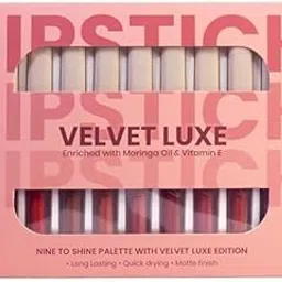 Velvet Luxe 9-Shade Matte Lipstick Palette with Moringa Oil and Vitamin E, Long Lasting Quick Drying Formula, Nude to Deep Brown Shades Collection (Brown)-picture-56
