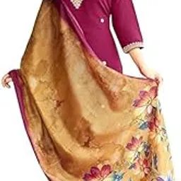 new chapter clothing Women Embroidered Kurta Set with Floral Printed Dupatta & Straight Pant | Ethnic Wear Set for Women | Silk Blend Kurta Set-picture-14