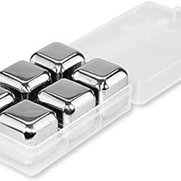 COSIEST 6PCS Whiskey Stones Stainless Steel Ice Cubes, Reusable Metal Ice Stones, Freezer Storage Tray for Beer Wine Cooler, Pub Bar Accessories-image-65
