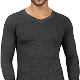 Lux Cozi HEATEK Black Melange V Neck Full Sleeves Thermal Top for Men |Style 555 |Ultra Soft, Extra Warm | Pack of 1-picture-22
