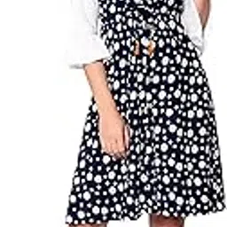 god bless Blue Polka Rayon Printed Dungaree with Black Top-picture-43