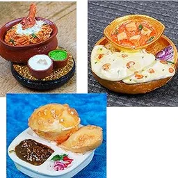Ethnic Karigari Combo Pack of 3 Fridge Magnet Shahi Paneer with Naan, Chole Bhathure, Chicken Miniature Food 3D Fridge Magnet Best Souvenir Gift 100% Made in India-image-45